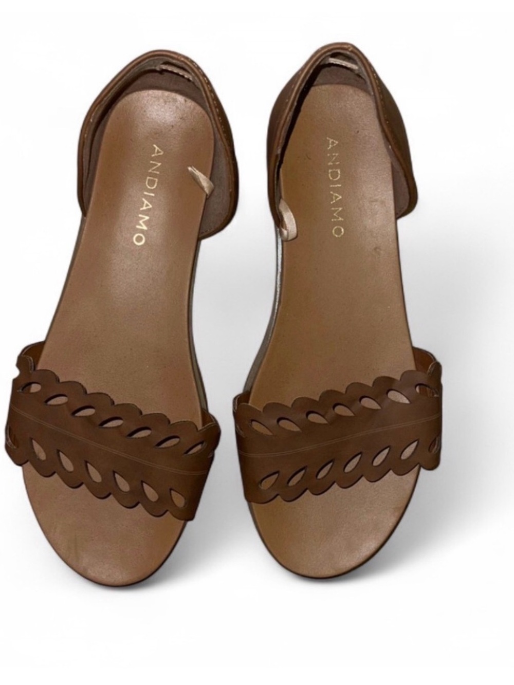 Women's Brown Scalloped Slide Sandals